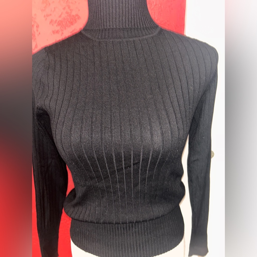 Womens Banana Republic Black Ribbed Turtleneck Sweater size XS